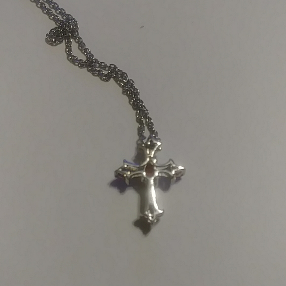 Quartz and Sterling Silver Cross Charm with Necklace - Picture 2 of 5